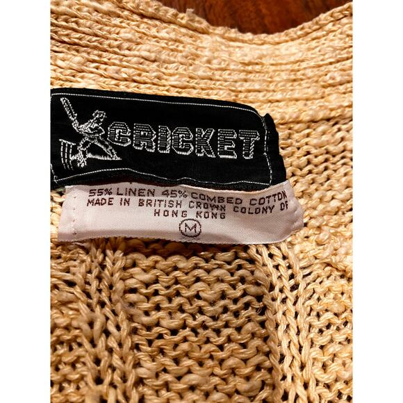 VINTAGE Cardigan Linen Blend Women's Small Medium Beige CRICKET Hong Kong Preppy - Picture 3 of 8